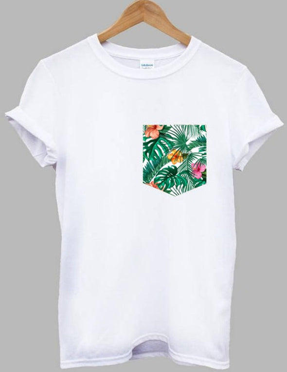 tropical vibes | Half sleeve White Tshirt