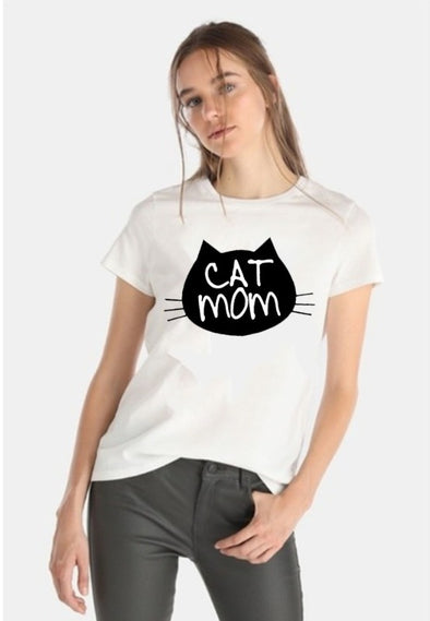 Cat mom |  Woman's Top Half sleeve White Top
