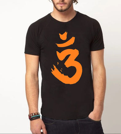 Saffron Om  | Half sleeve Black Tshirt