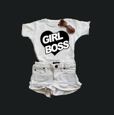 girl boss |  Woman's Top Half sleeve White Top