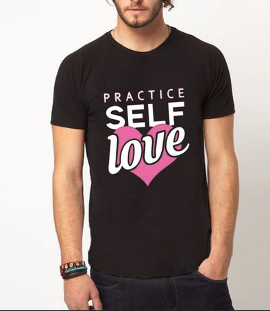 Practice self love | Half sleeve black Tshirt