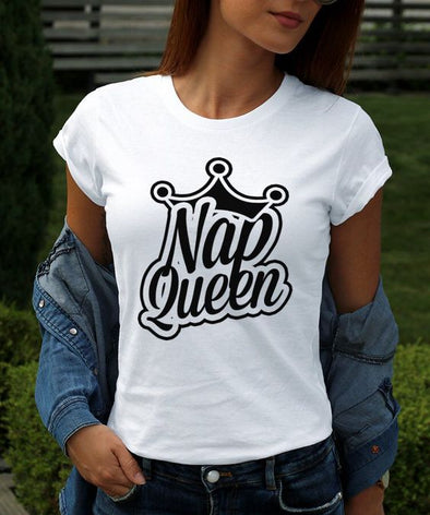 Queen of Naps |  Woman's Half Sleeve White Top
