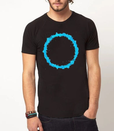 circles of waves | Half sleeve black Tshirt