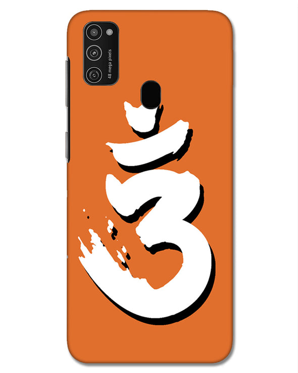 Saffron AUM the un-struck sound White  | Samsung Galaxy M21 Phone Case